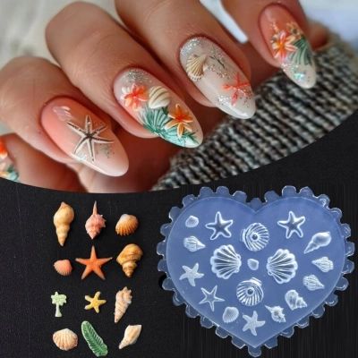 Forma SZABLON silikonowy do zdobień ozdób 3D paznokci MANICURE muszelki