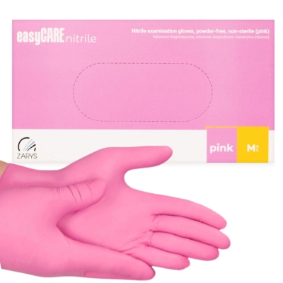 Rękawice RĘKAWICZKI nitrylowe mocne easyCARE Różowe Pink 100szt. Rozmiar M