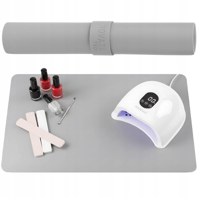 MATA ochronna PODKŁADKA na biurko stół TOALETKĘ manicure 90x45 szara