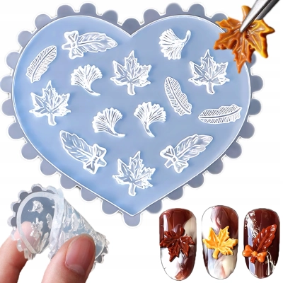 Forma SZABLON silikonowy do zdobień ozdób paznokci MANICURE liście