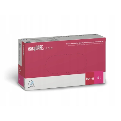 Rękawiczki nitrylowe BEZPUDROWE easyCARE berry ZARYS MALINOWE r.S 100 szt.