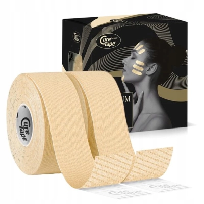 CureTape BEAUTY WĄSKA TAŚMA DO KINESIOTAPINGU TWARZY tejpy 2,5cm x 5m 2szt