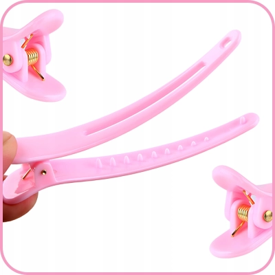 KLIPSY spinki klamerki do włosów fryzjerskie plastikowe 6szt RÓŻOWE