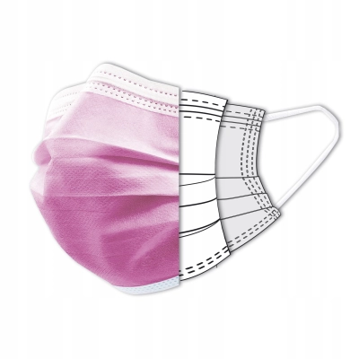 Maseczki chirurgiczne MEDYCZNE Polskie w pudełku ochronne Różowe 50 sztuk