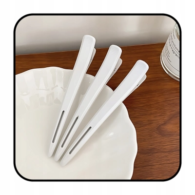 SPINKI klipsy klamerki do włosów fryzjerskie SOLIDNE mocne 6szt BIAŁE