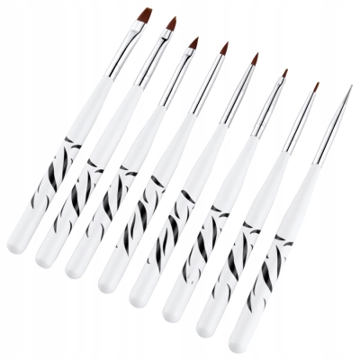 ZESTAW 8 PĘDZELKÓW DO MANICURE zdobień kresek kropek rysunków paznokci