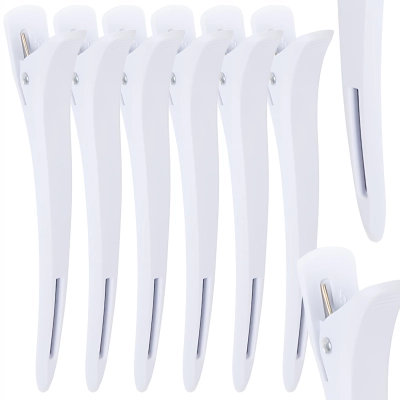 SPINKI klipsy klamerki do włosów fryzjerskie SOLIDNE mocne 6szt BIAŁE