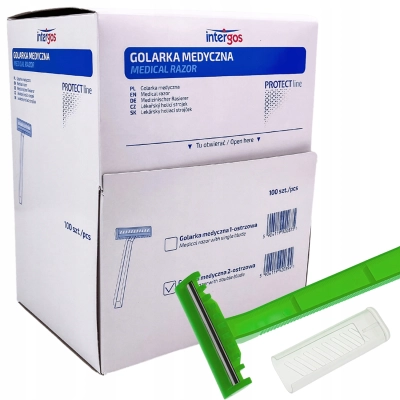 GOLARKI MASZYNKI do golenia MEDYCZNE JEDNORAZOWE 2 ostrza INTERGOS 100SZT