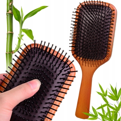 SZCZOTKA do czesania włosów BAMBUSOWA profesjonalna lekka do masażu głowy