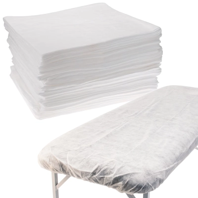 Prześcieradła jednorazowe BIAŁE na gumce 220x90cm z włókniny ZESTAW 50 szt