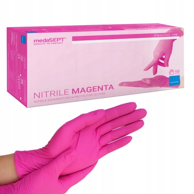 Rękawiczki Nitrylowe ochronne MEDASEPT Rozmiar XS 100 szt. RÓŻOWE magenta