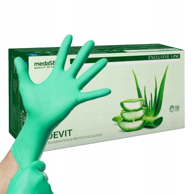 Rękawiczki Nitrylowe BEZPUDROWE aloesowe medaSEPT Rozmiar M 100szt ALOEVIT
