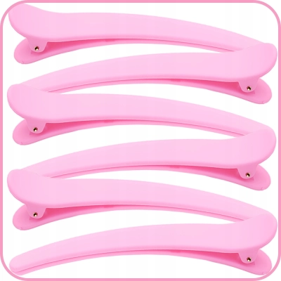 KLIPSY spinki klamerki do włosów fryzjerskie plastikowe 6szt RÓŻOWE