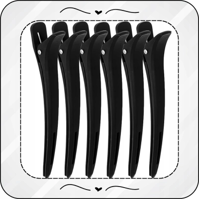 SPINKI klipsy klamerki do włosów fryzjerskie SOLIDNE mocne 6szt CZARNE