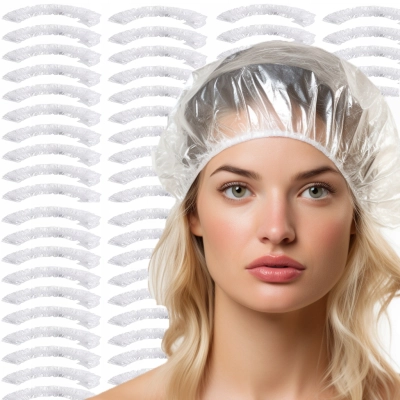 100 szt. JEDNORAZOWE czepki fryzjerskie kosmetyczne FOLIOWE na głowę włosy