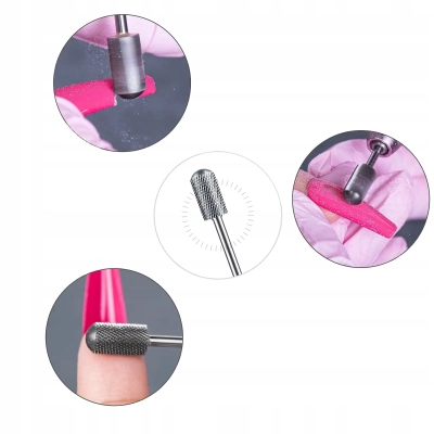 Frez Z WĘGLIKA wolframu do żelu akrylu PREMIUM beczka walec zaokrąglony