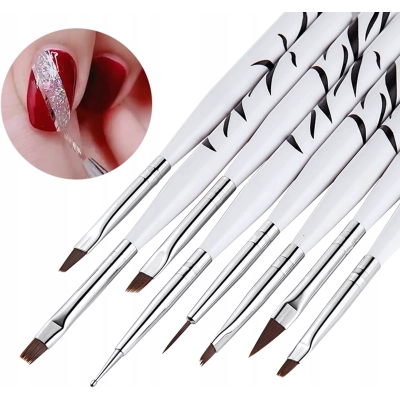 ZESTAW 8 PĘDZELKÓW DO MANICURE zdobień kresek kropek rysunków paznokci