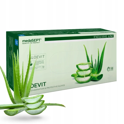Rękawiczki Nitrylowe BEZPUDROWE aloesowe medaSEPT Rozmiar S 100szt ALOEVIT