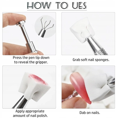 CHWYTAK trzymaczka do TRZYMANIA GĄBEK ombre babyboomer manicure + 20 gąbek