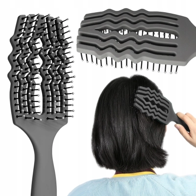 SZCZOTKA do rozczesywania CZESANIA włosów SZARA stylowa LEKKA z otworami