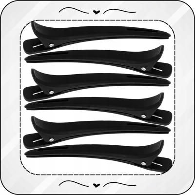 SPINKI klipsy klamerki do włosów fryzjerskie SOLIDNE mocne 6szt CZARNE