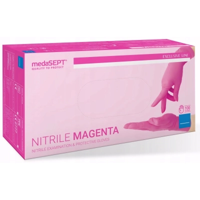 Rękawiczki Nitrylowe ochronne MEDASEPT Rozmiar S 100 szt. RÓŻOWE magenta