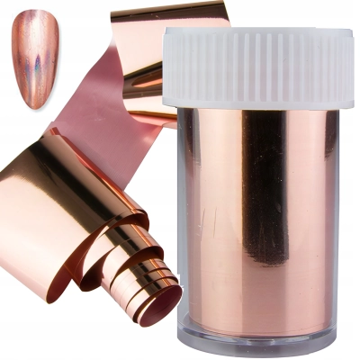 Folia transferowa do ZDOBIEŃ paznokci WZORKÓW różowe złoto 4cm x 100cm