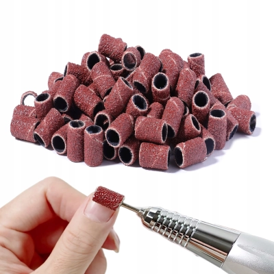 Nakładki ścierne KAPTURKI do frezarki manicure pedi. - ZESTAW 100 SZT. #180