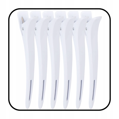 SPINKI klipsy klamerki do włosów fryzjerskie SOLIDNE mocne 6szt BIAŁE