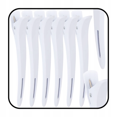 SPINKI klipsy klamerki do włosów fryzjerskie SOLIDNE mocne 6szt BIAŁE