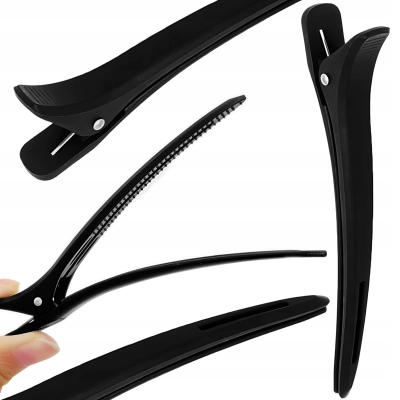 SPINKI klipsy klamerki do włosów fryzjerskie SOLIDNE mocne 6szt CZARNE